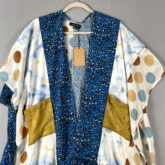 A Rare Bird Poncho Cardigan Womens One Size Ruffle Polka Dot Boho Artsy NEW - Picture 2 of 13